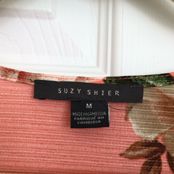 Salmon Coloured Floral Print Peplum Top - Picture 5 of 6